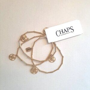 Chaps Set of Three Bracelet with Charms Gold Tone